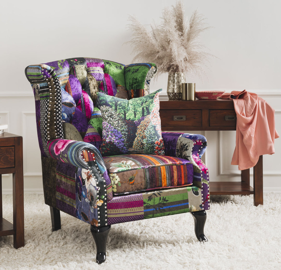 Patchwork Wingback Armchair image 1
